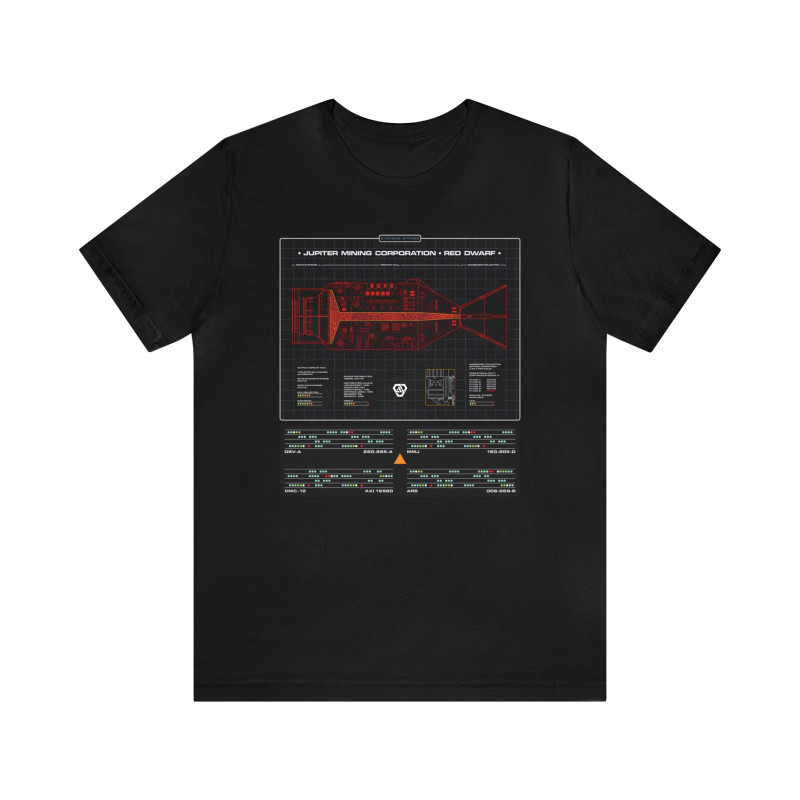 Red Dwarf Ship Schematic Blueprint Systems Bypass T-Shirt